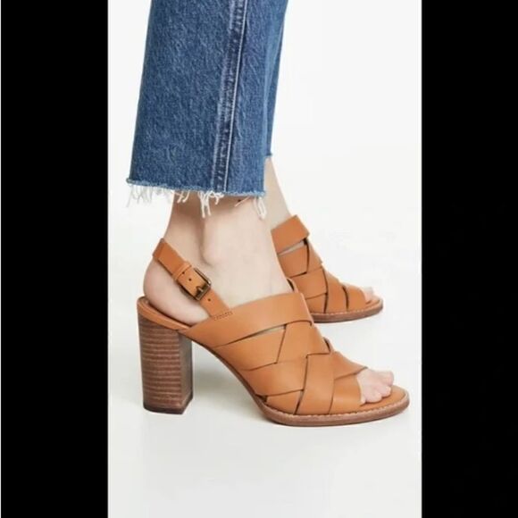 Madewell The Cindy Sandal Woven Leather Slingback Block Heel Sandals Size 7 - Picture 13 of 13